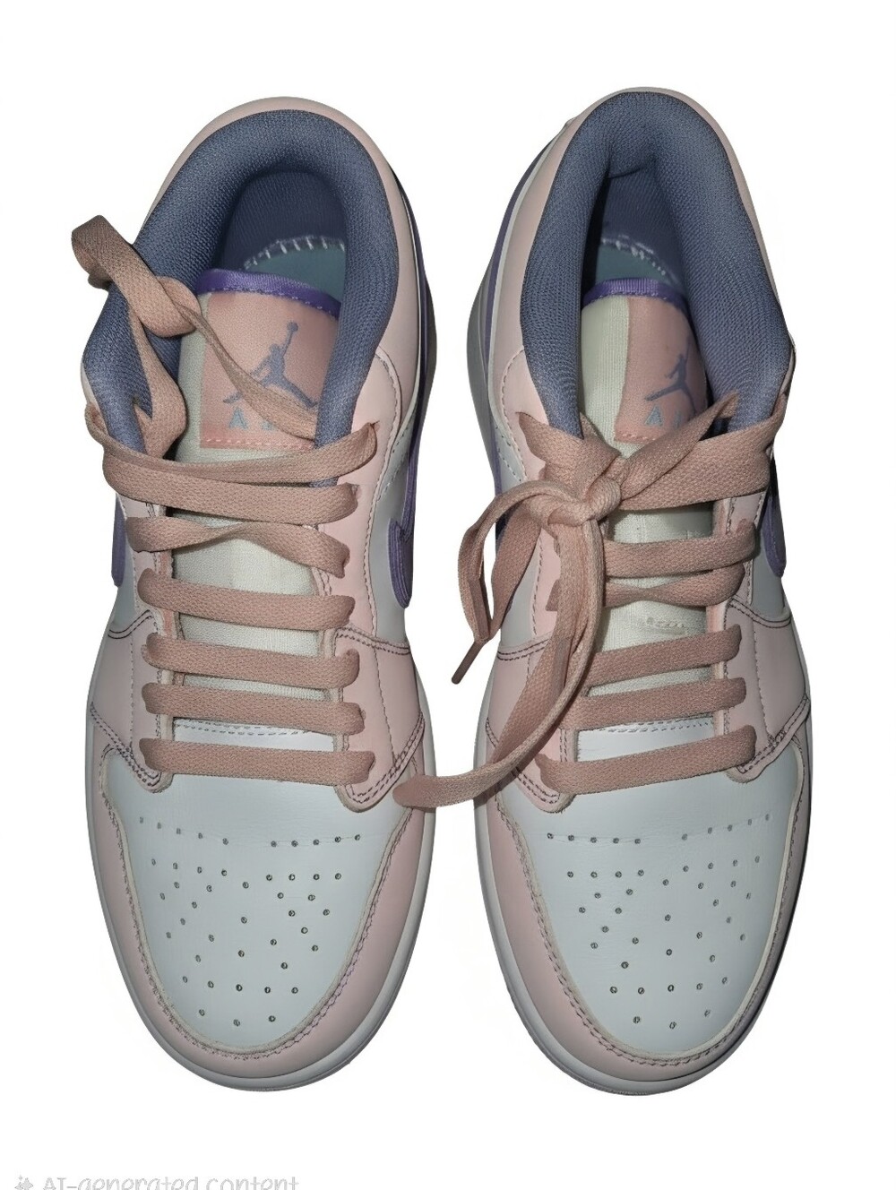Women’s White and Light Purple Jordan 1 Sneakers